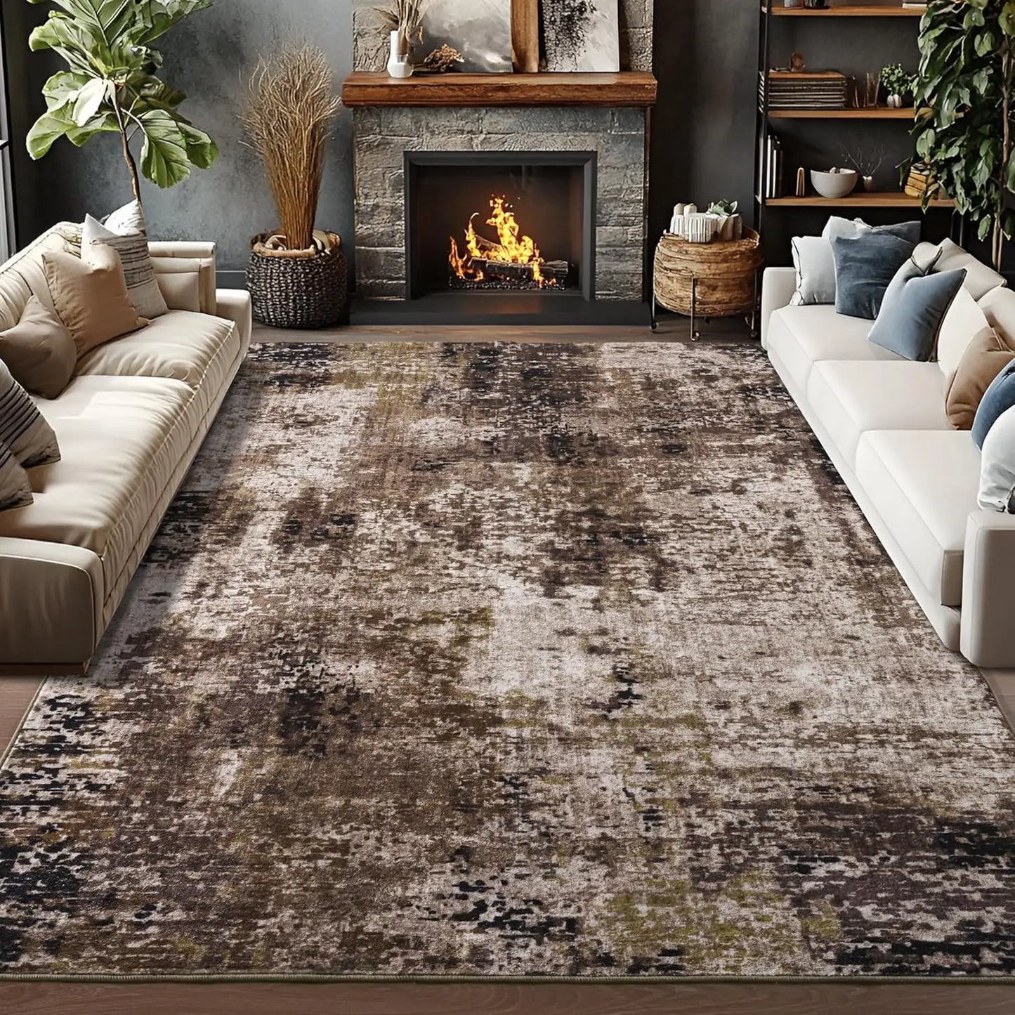 NoahasCN Living Room Area Rug Soft Modern Abstract Non Slip