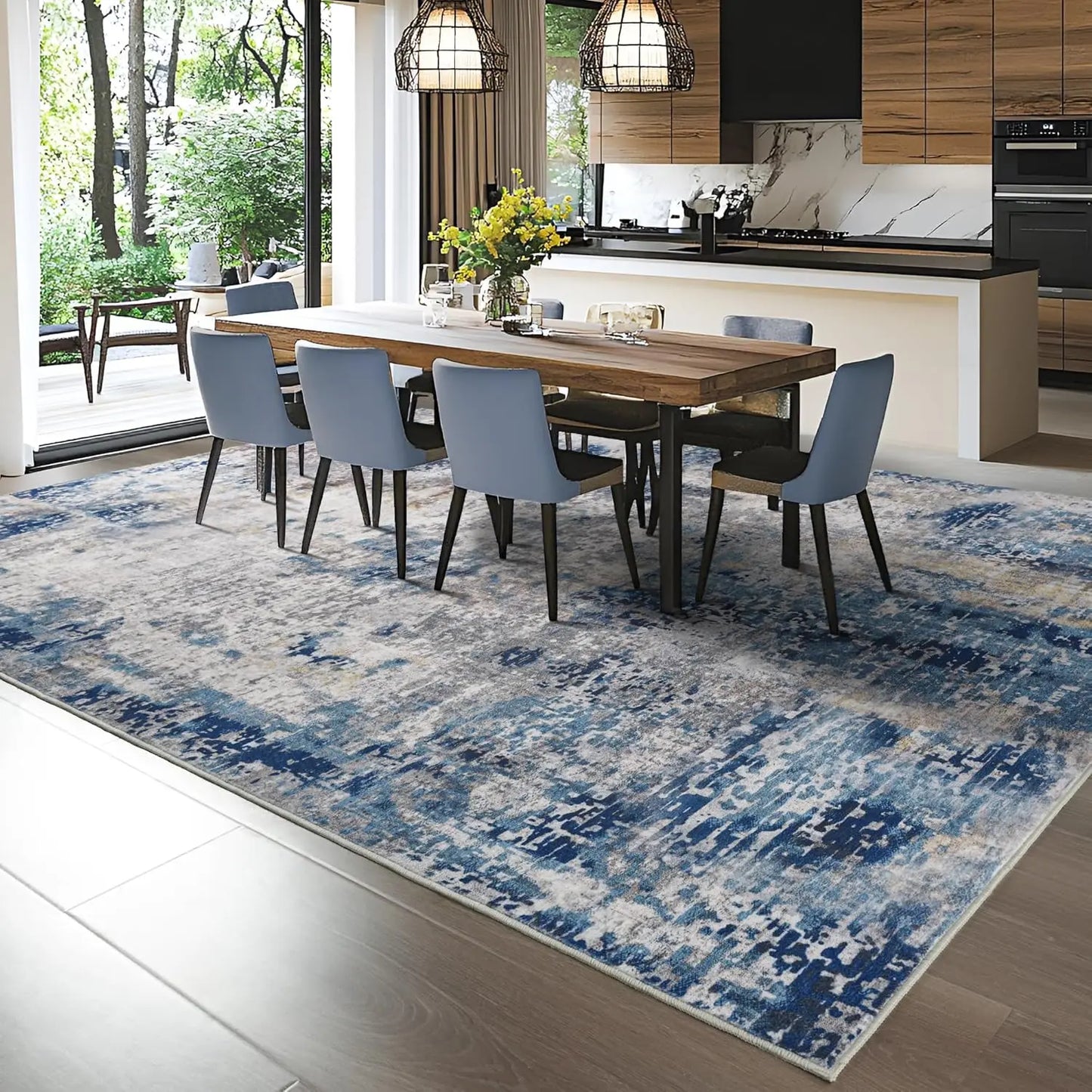 NoahasCN Living Room Area Rug Soft Modern Abstract Non Slip