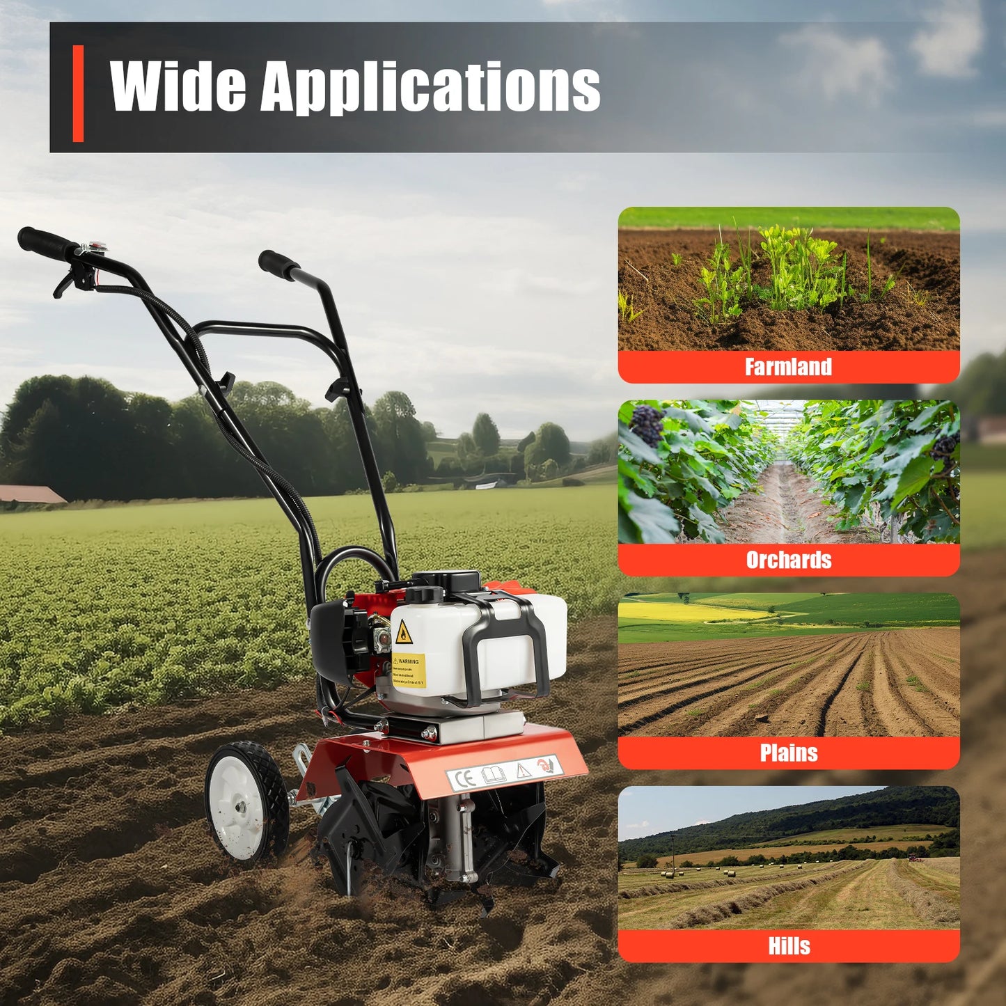 Hign-concerned Gasoline Tiller 52cc For Home Garden