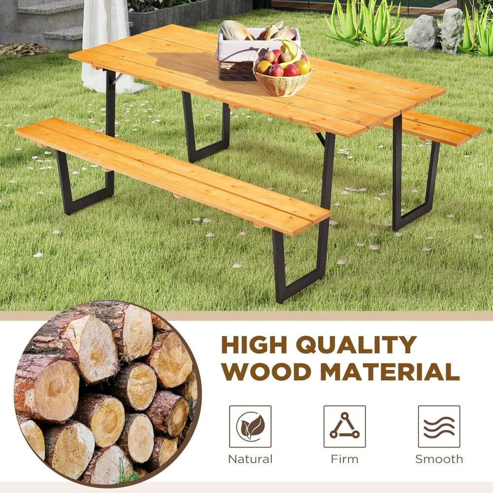 Guangbai Picnic Table Outdoor Bench Set Heavy Duty Garden