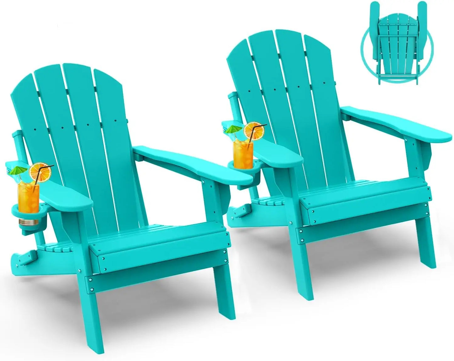 Angduo Folding Adirondack Chairs Set of 2 With Cup Holder