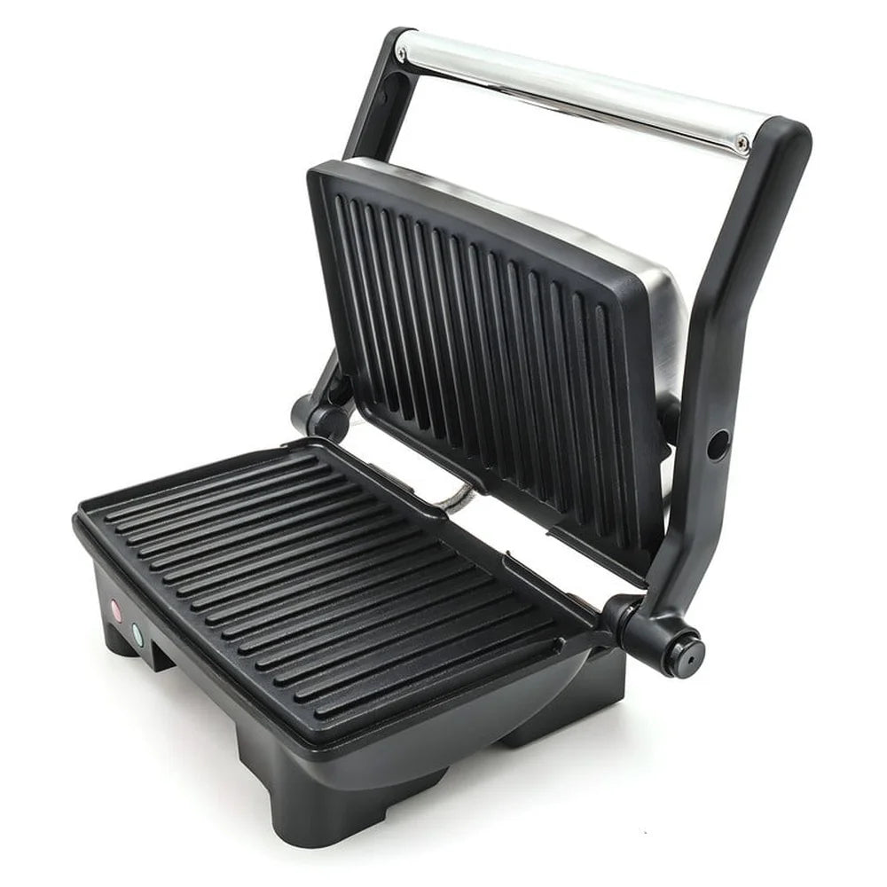 3 in 1 Panini Press Grill Electric Compact Non-Stick Cooking Surface Flat Griddle Grease Drawer Cool-Touch Handle Kitchen