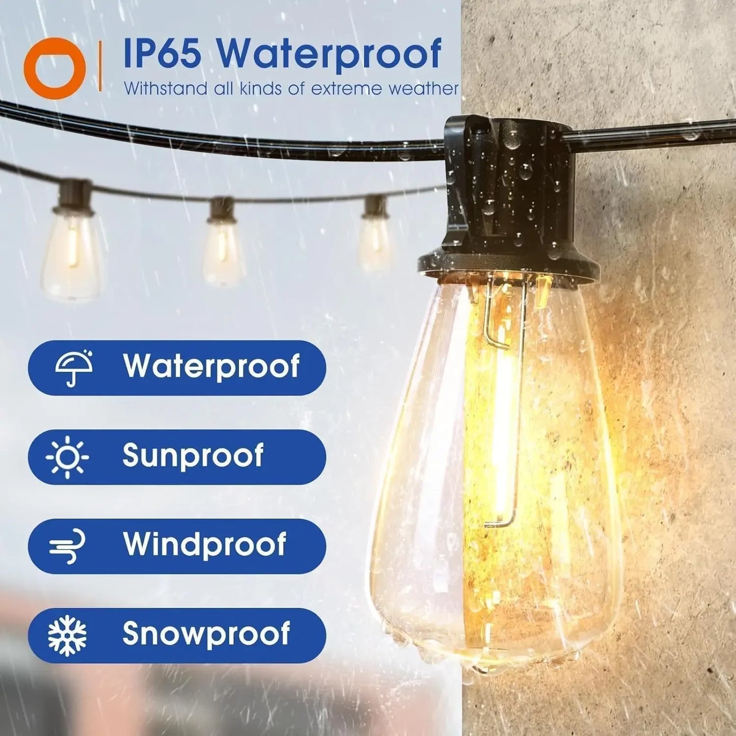 MIMIRG LED Outdoor String Lights Waterproof Dimmable Patio