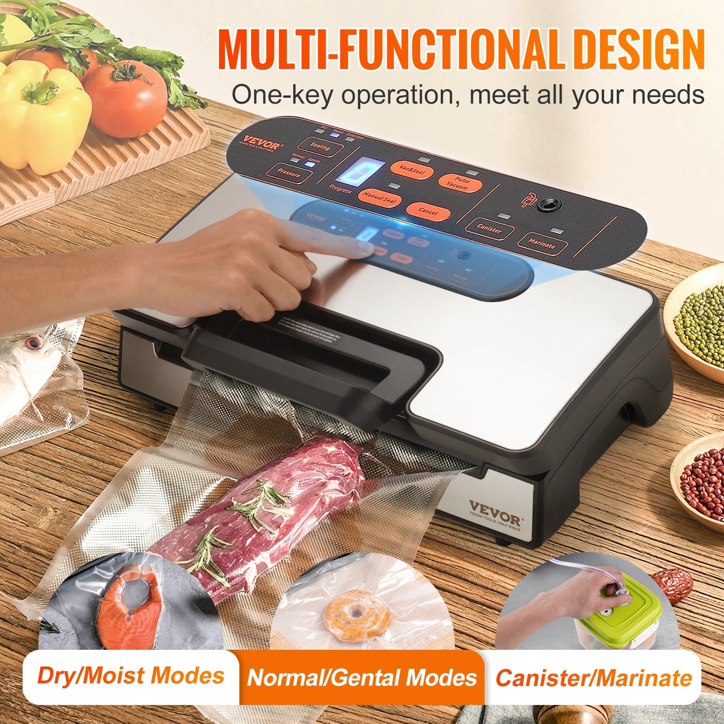 SucceBuy Vacuum Sealer 130W 90KPa Free Bags for Kitchen