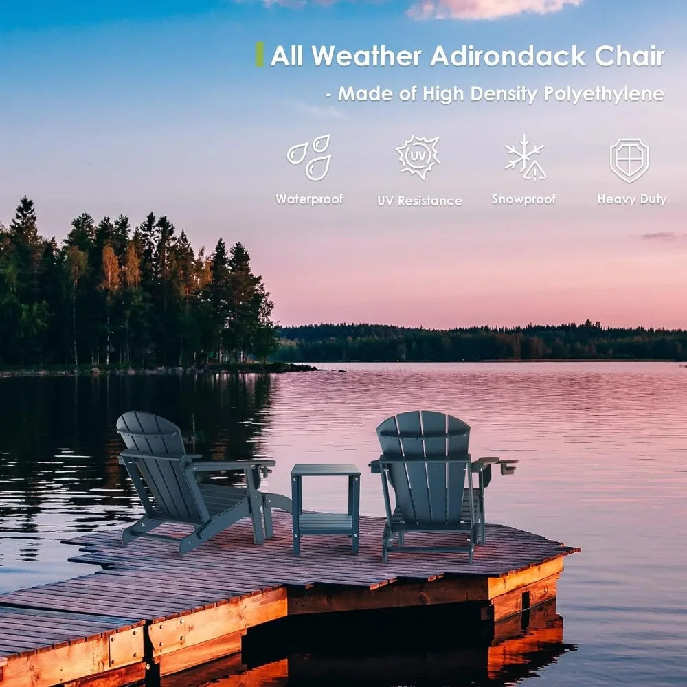 Angduo Folding Adirondack Chairs Set of 2 With Cup Holder