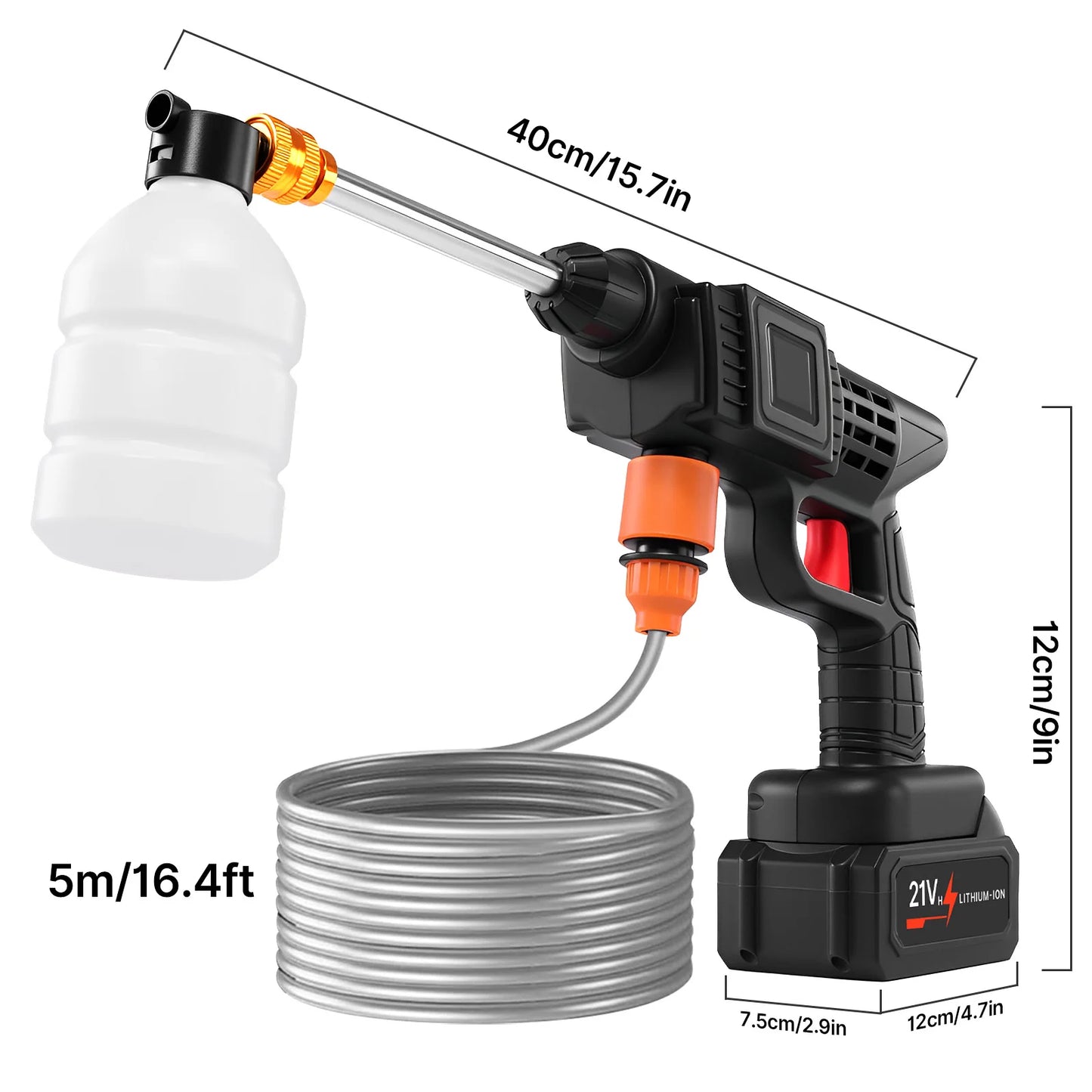 Cordless Pressure Washer 3In1 Nozzle Hign-concerned 435PSI