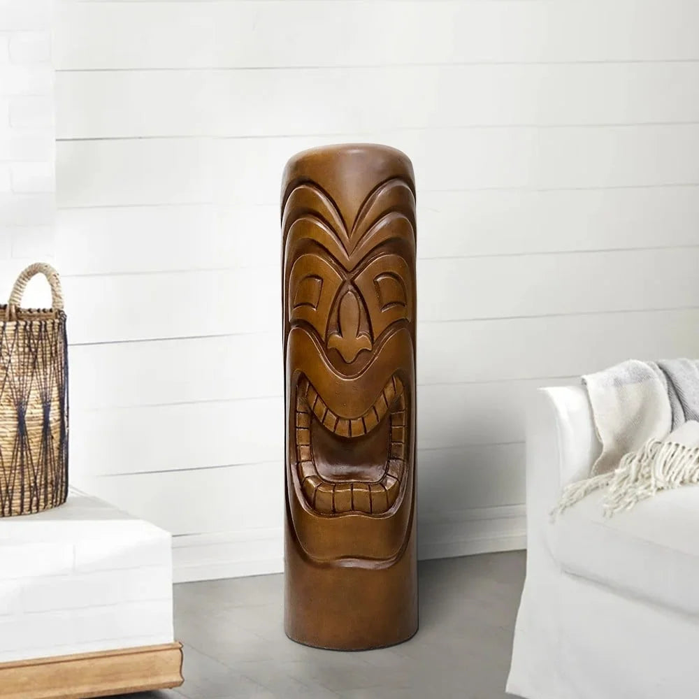 Hign Concerned Tiki Statue Outdoor Patio Cement Decor