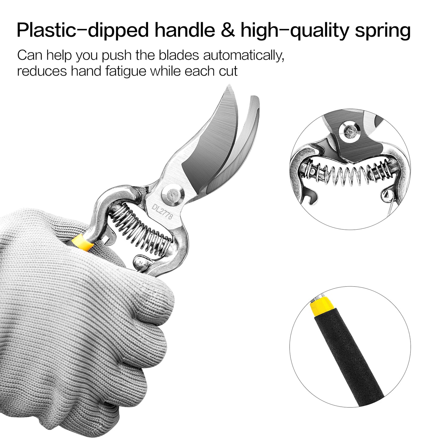 Deli 8In Heavy Duty Pruning Shears Gardeners Metal Handle