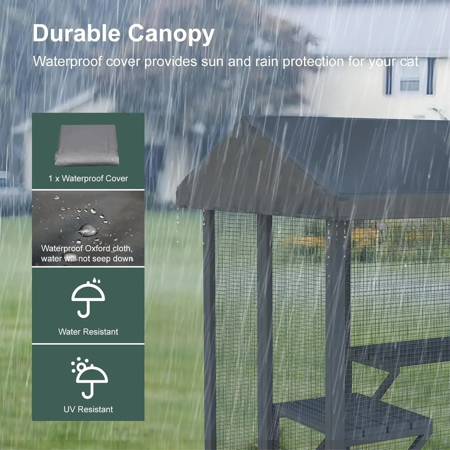 XMSJ Outdoor Catio Enclosure Large Walk In Cat Cage Roof