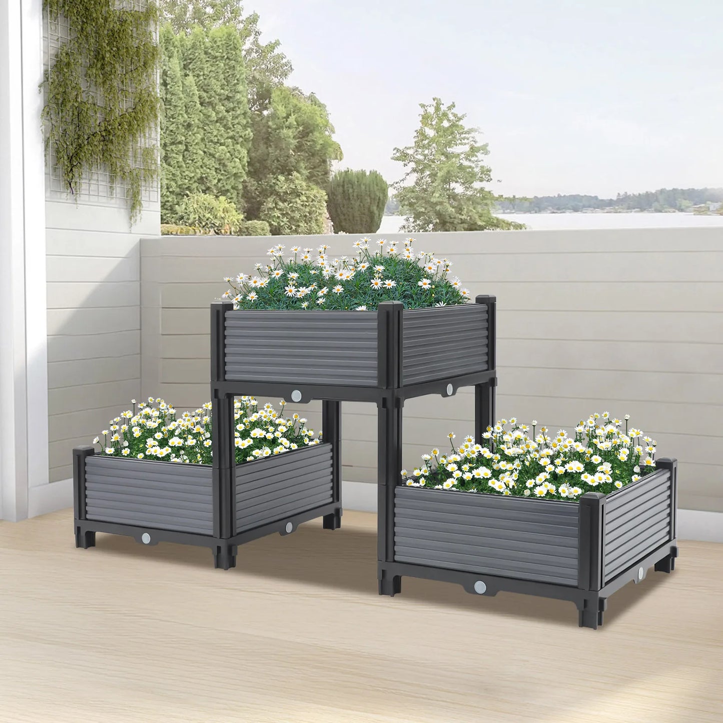 Plastic Planter Box Raised Garden Bed With Reinforced Rods