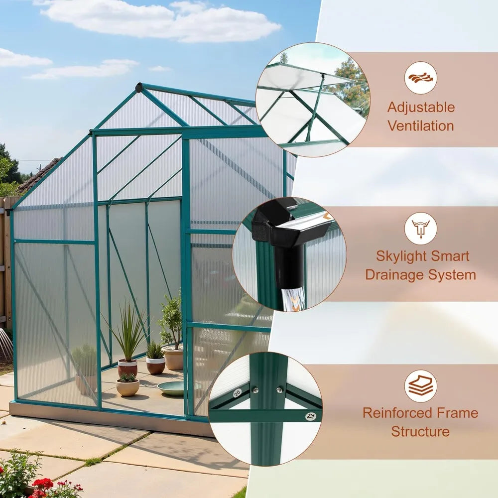 8Ft X 6Ft Quick Setup Greenhouse For Gardeners Roof Vents