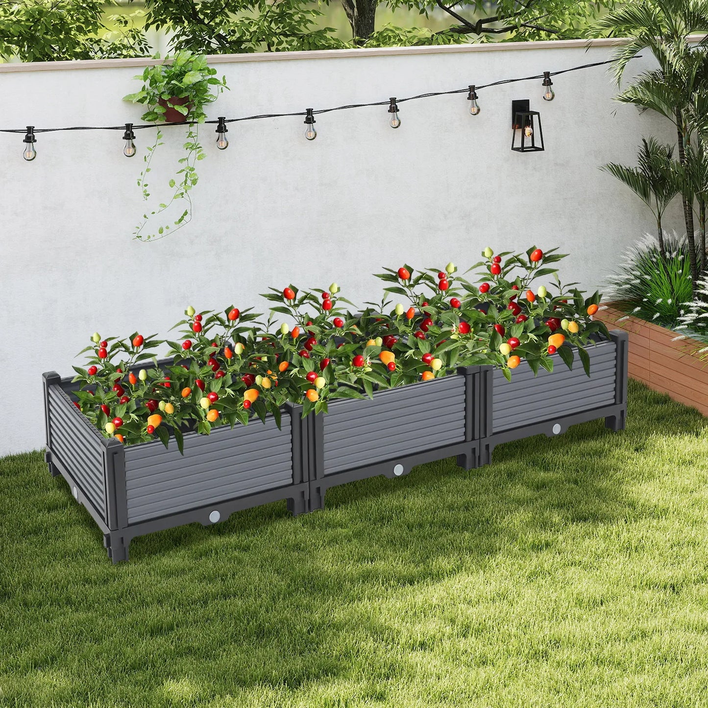 Plastic Planter Box Raised Garden Bed With Reinforced Rods