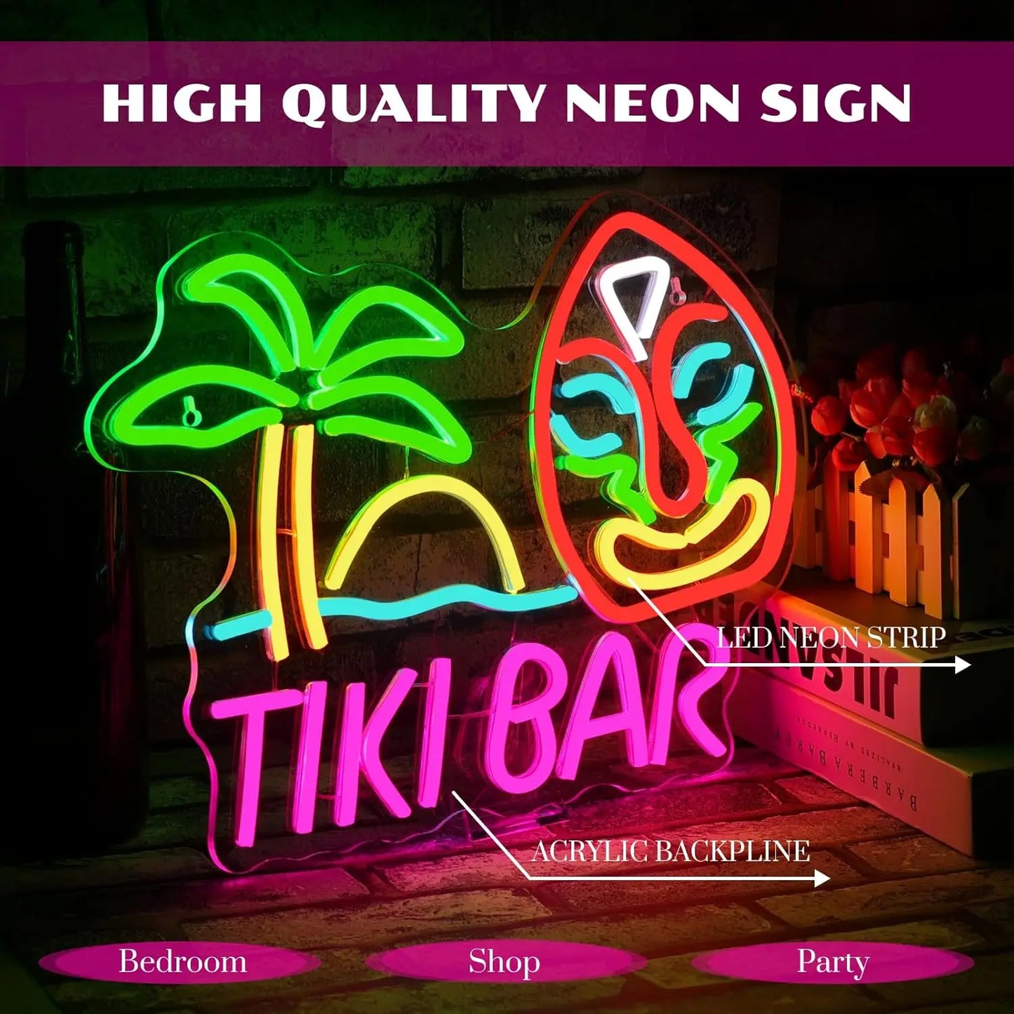 Hign Concerned Tiki Bar Neon Sign LED Wall Decor Man Cave