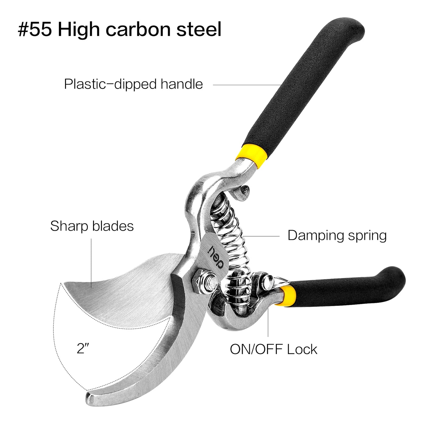 Deli 8In Heavy Duty Pruning Shears Gardeners Metal Handle
