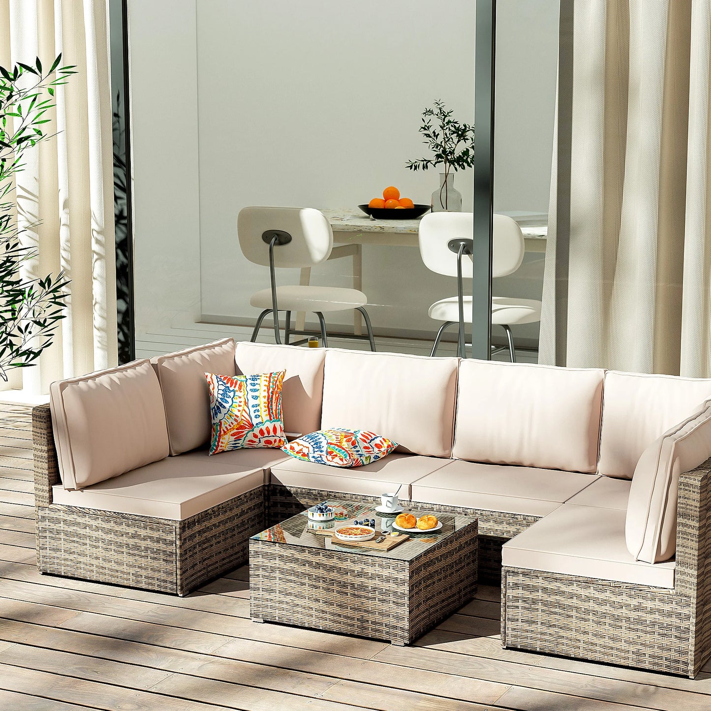Naga Bahna Outdoor Patio Furniture 7 Piece Sectional Set