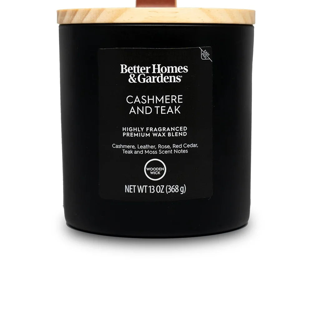 XMSJ Scented Wooden Wick Jar Candle Cashmere Teak Fragrance