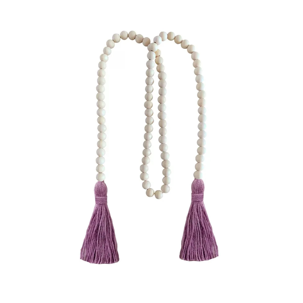 Nordic Farmhouse Decor Wood Bead Tassel Linen Rope Wall Art