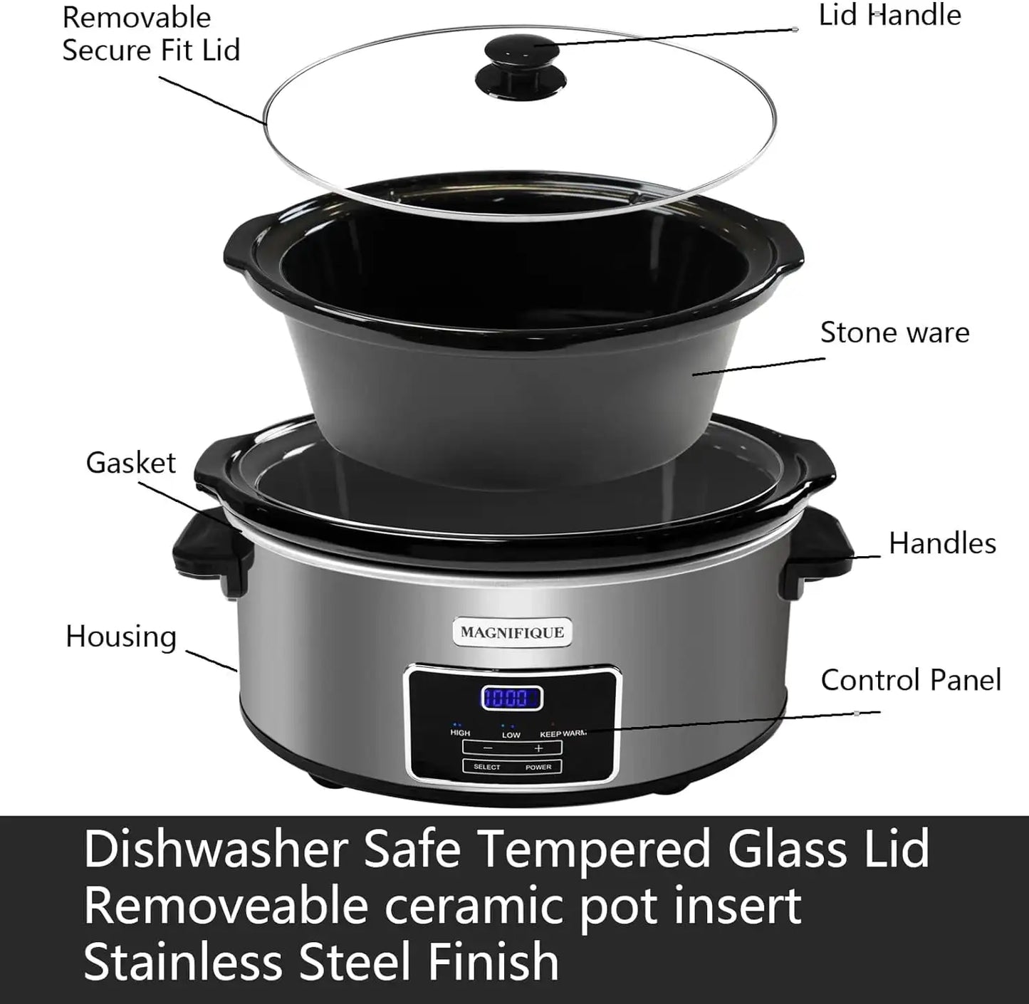 Iosn 7 Quart Programmable Slow Cooker Keep Warm For Family