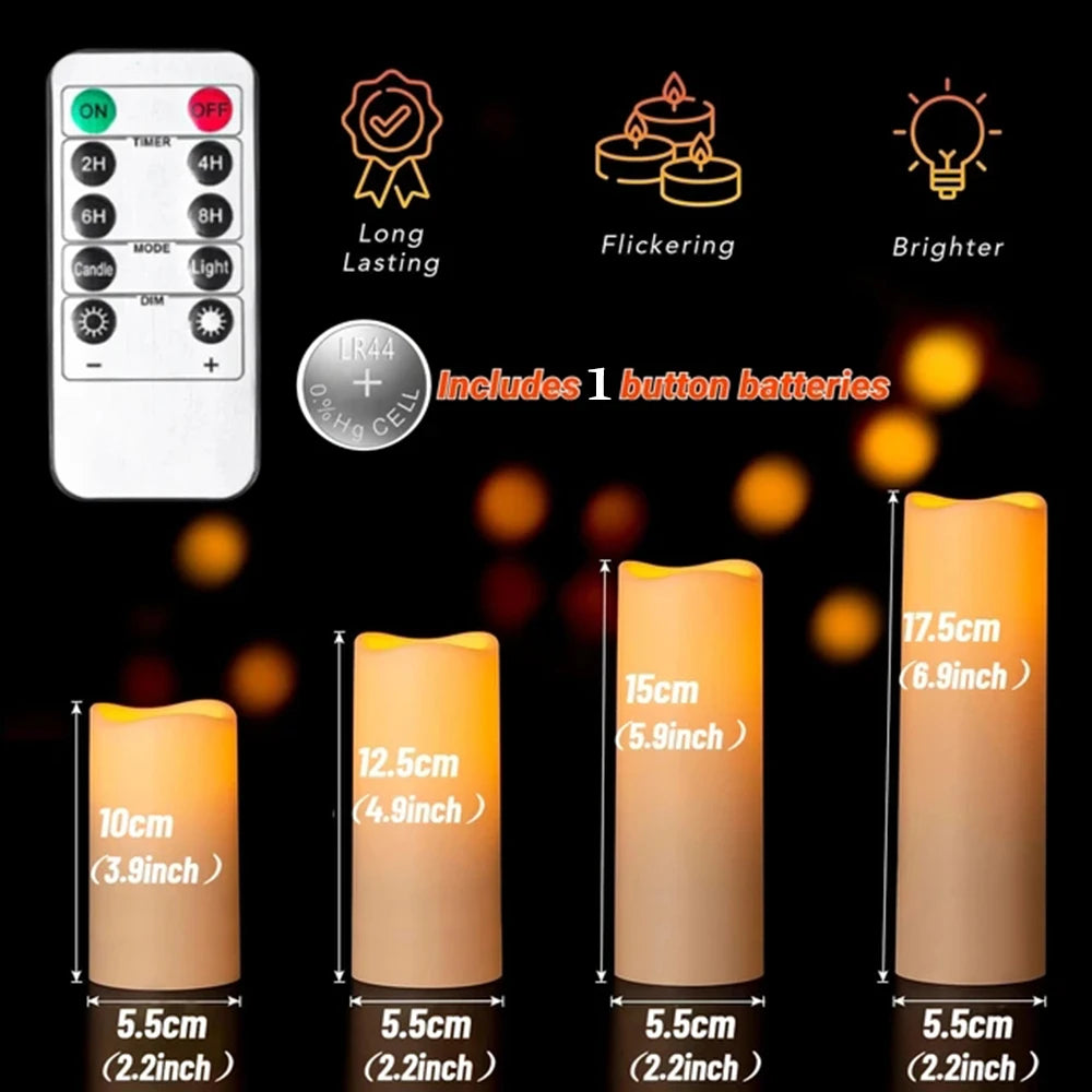 3Pc LED Flameless Candles With Remote For Christmas Party