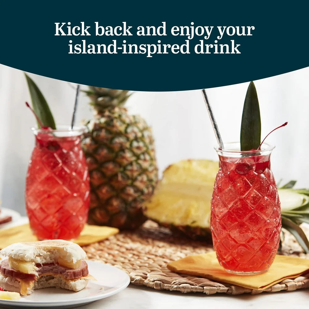XMSJ Pineapple Tiki Glasses 4 Lead Free Eco Party Sets