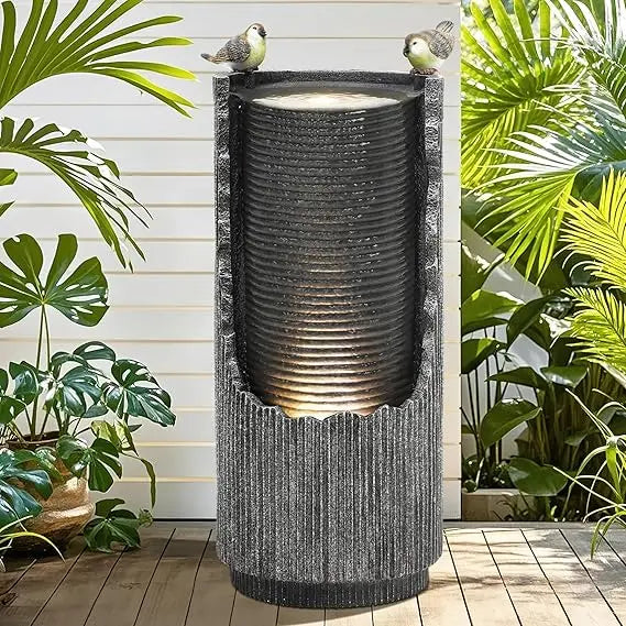Autodaya 39in Outdoor Fountain With LED Lights Garden Oasis