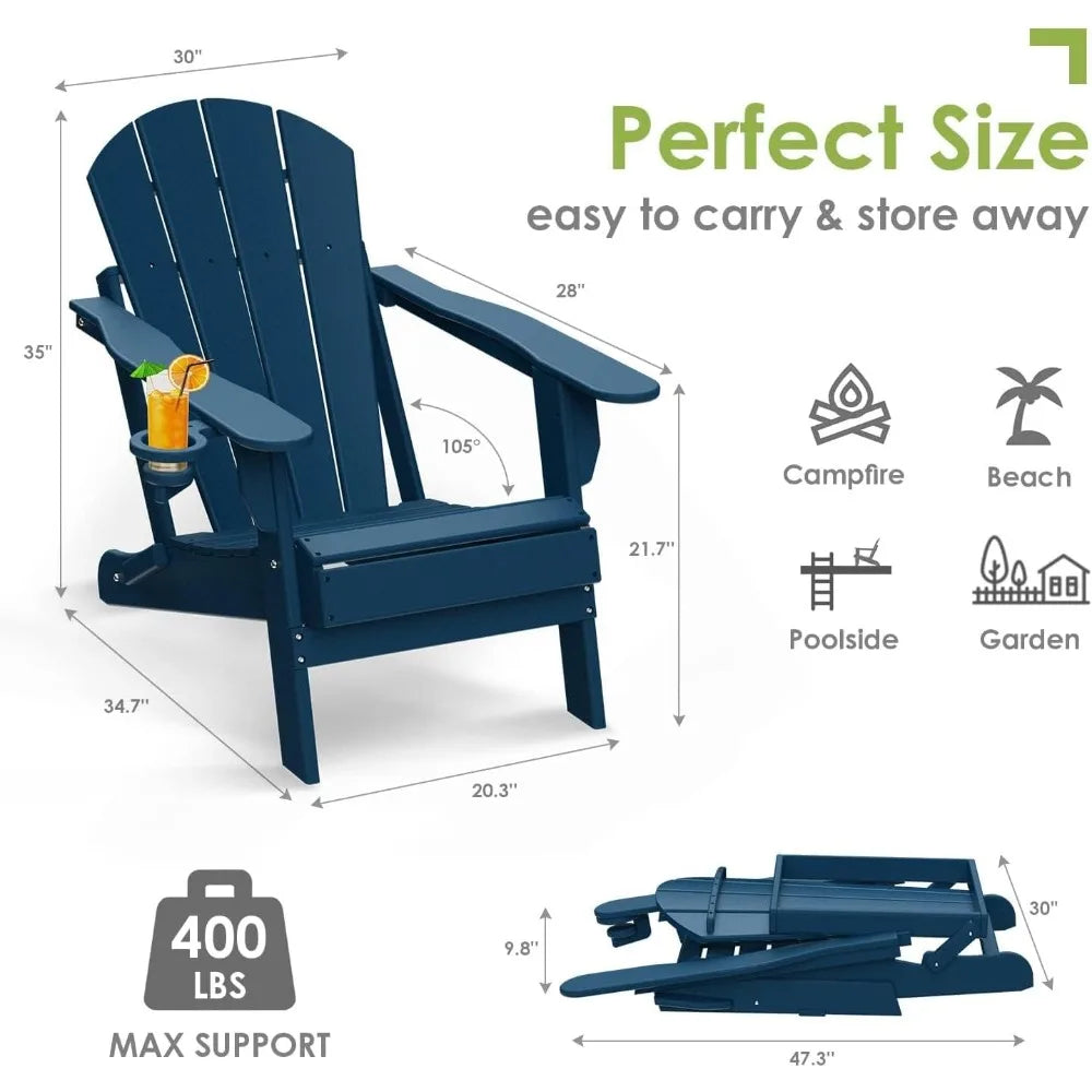 Angduo Folding Adirondack Chairs Set of 2 With Cup Holder