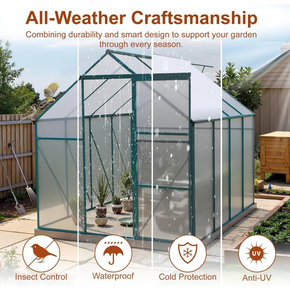 8Ft X 6Ft Quick Setup Greenhouse For Gardeners Roof Vents