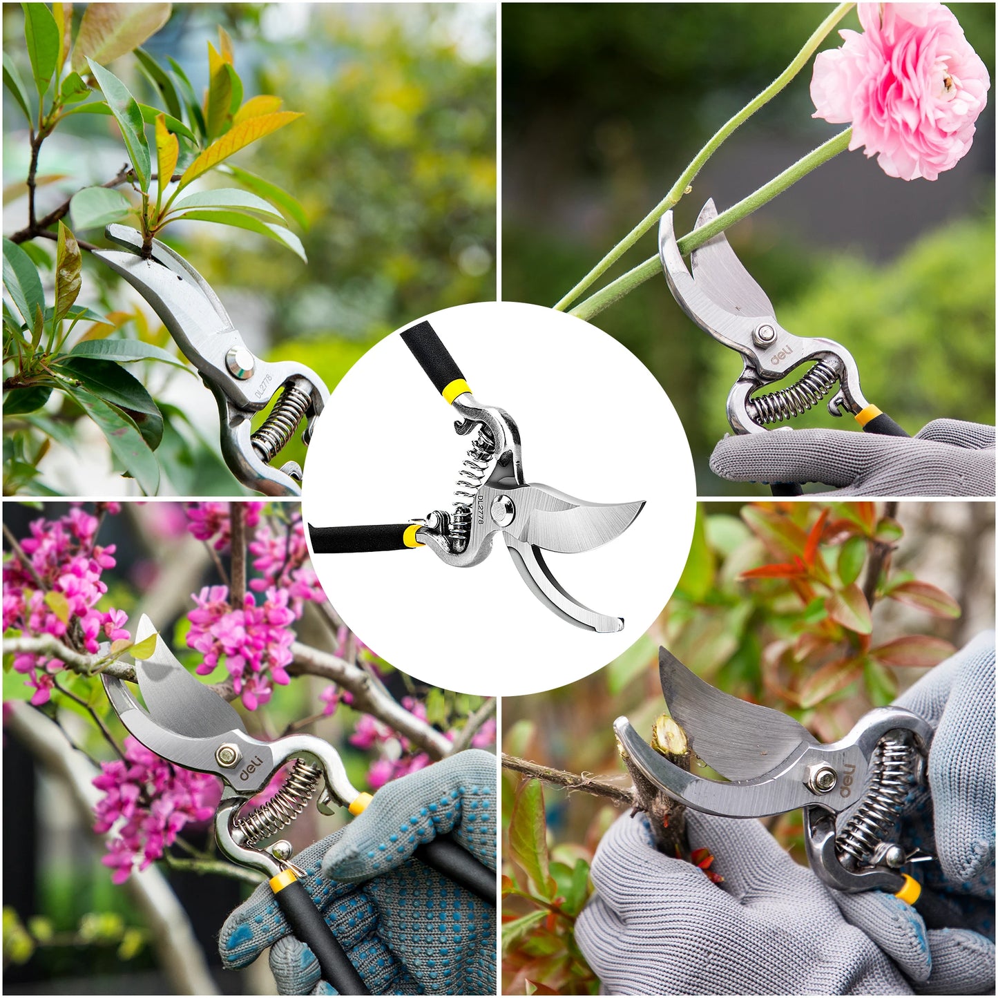Deli 8In Heavy Duty Pruning Shears Gardeners Metal Handle