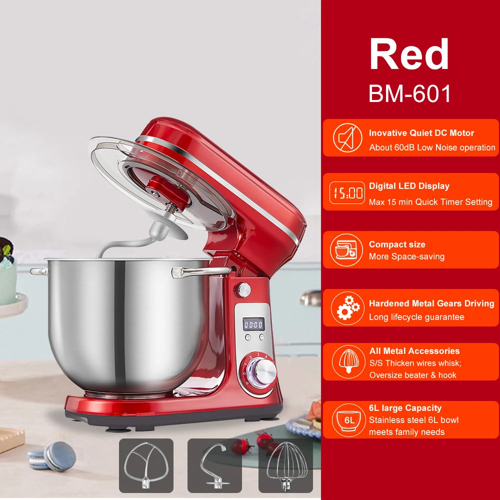 Biolomix Stand Mixer 6 Speed 1200W Quiet for Home Cooks