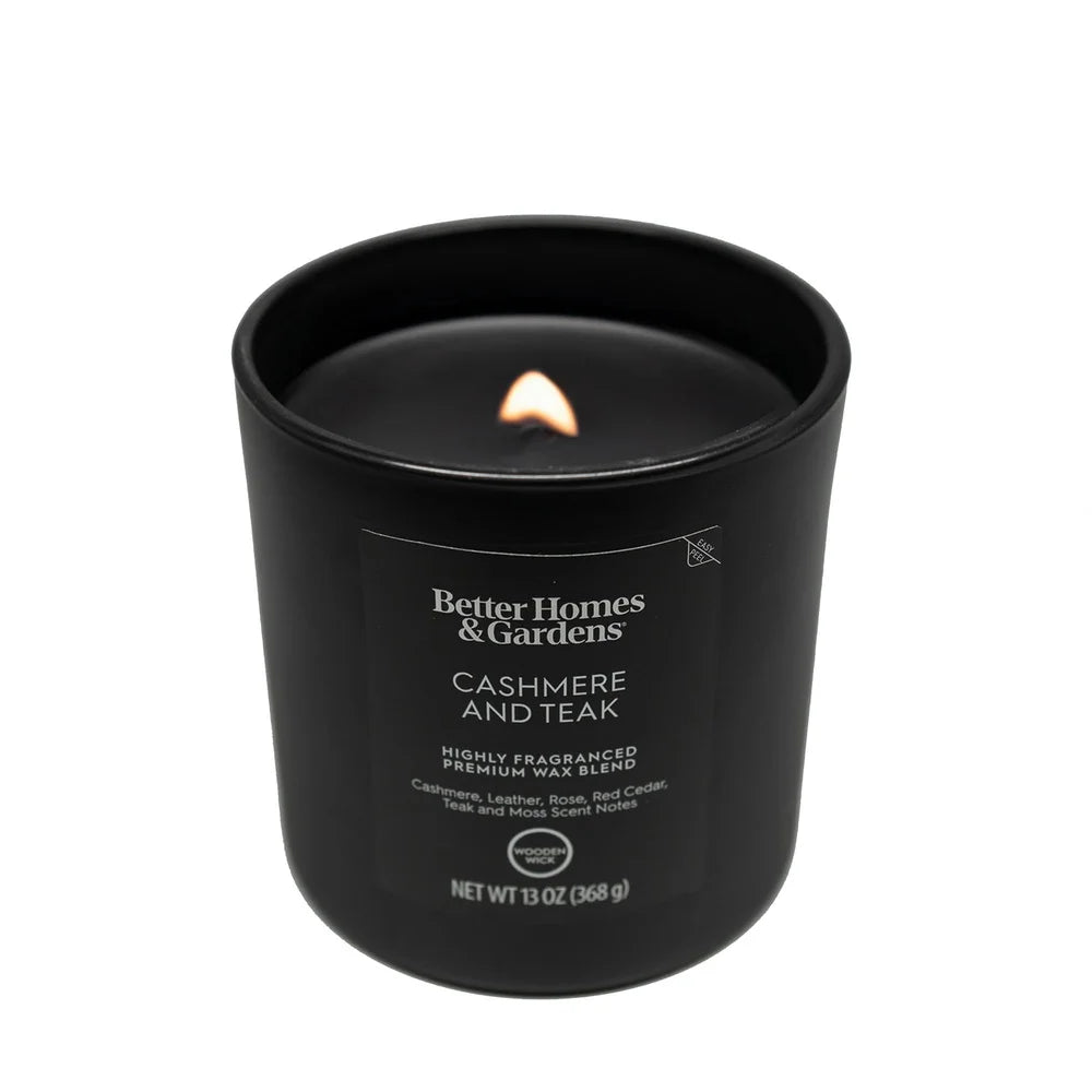 XMSJ Scented Wooden Wick Jar Candle Cashmere Teak Fragrance