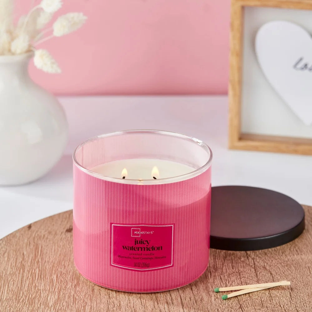 XMSJ Three Wick Juicy Watermelon Scented Candle Home Decor