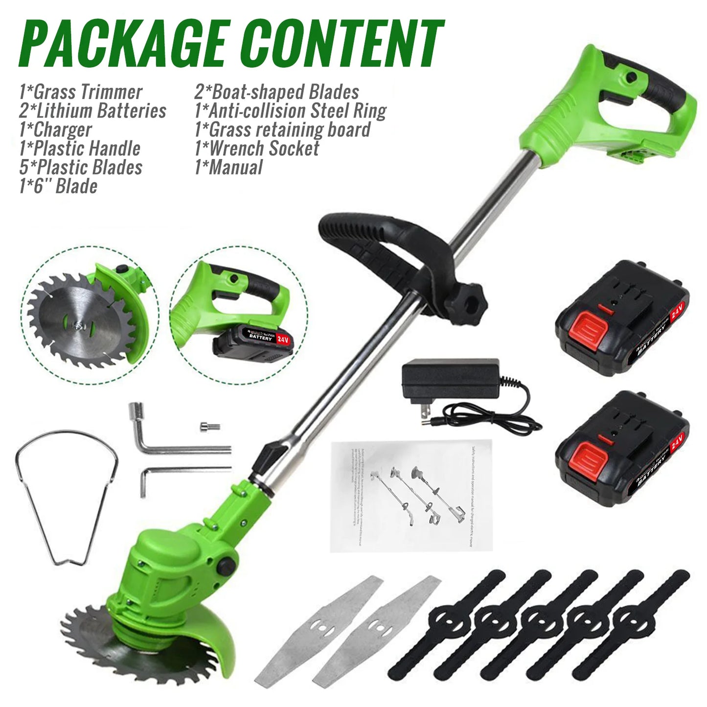 Cordless Weed Trimmer 2-In-1 Electric Brush Cutter For Yard