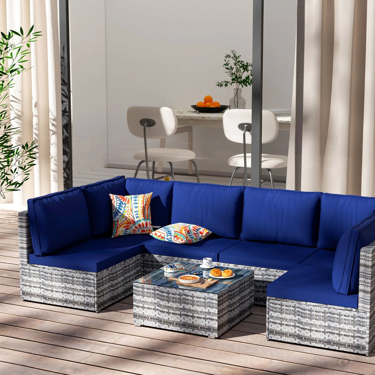 Naga Bahna Outdoor Patio Furniture 7 Piece Sectional Set