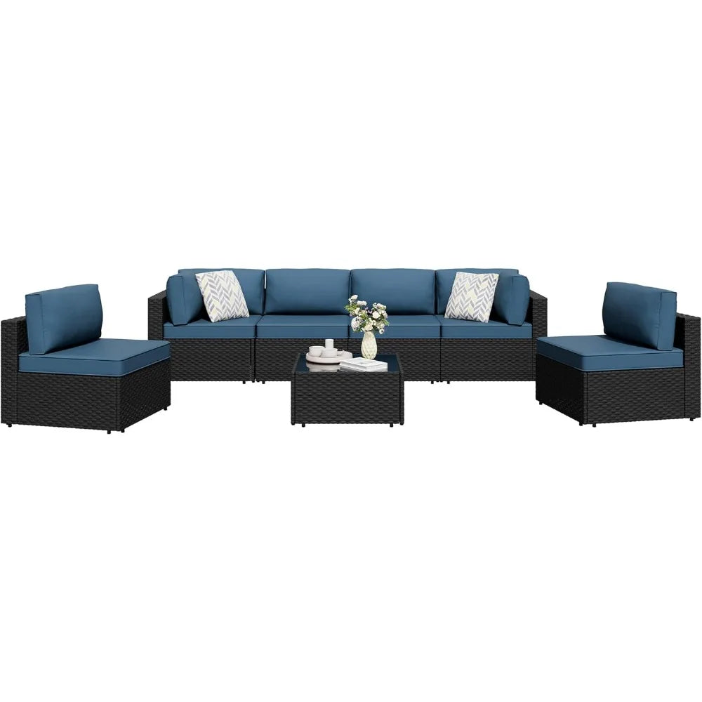 Folded 7 Piece Patio Sectional Sofa Set With Cushions