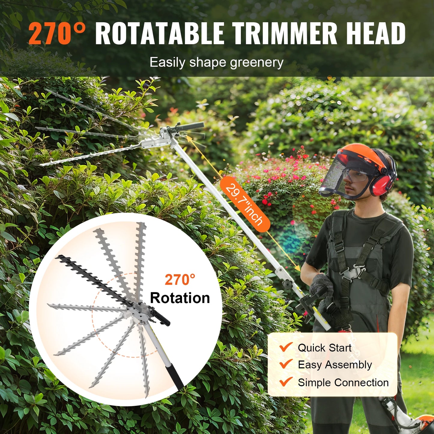 SucceBuy 26cc 5in1 Gas Hedge Trimmer Edger Pole Saw DIY