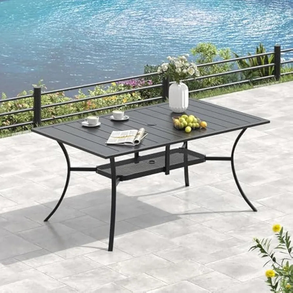 Color Patio Dining Set 7 Pieces With Stackable Chairs