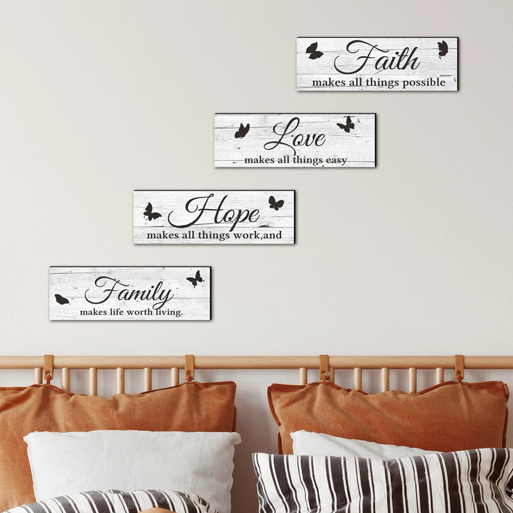 Hign-concerned Farmhouse Wooden Sign Family Love Faith Hope