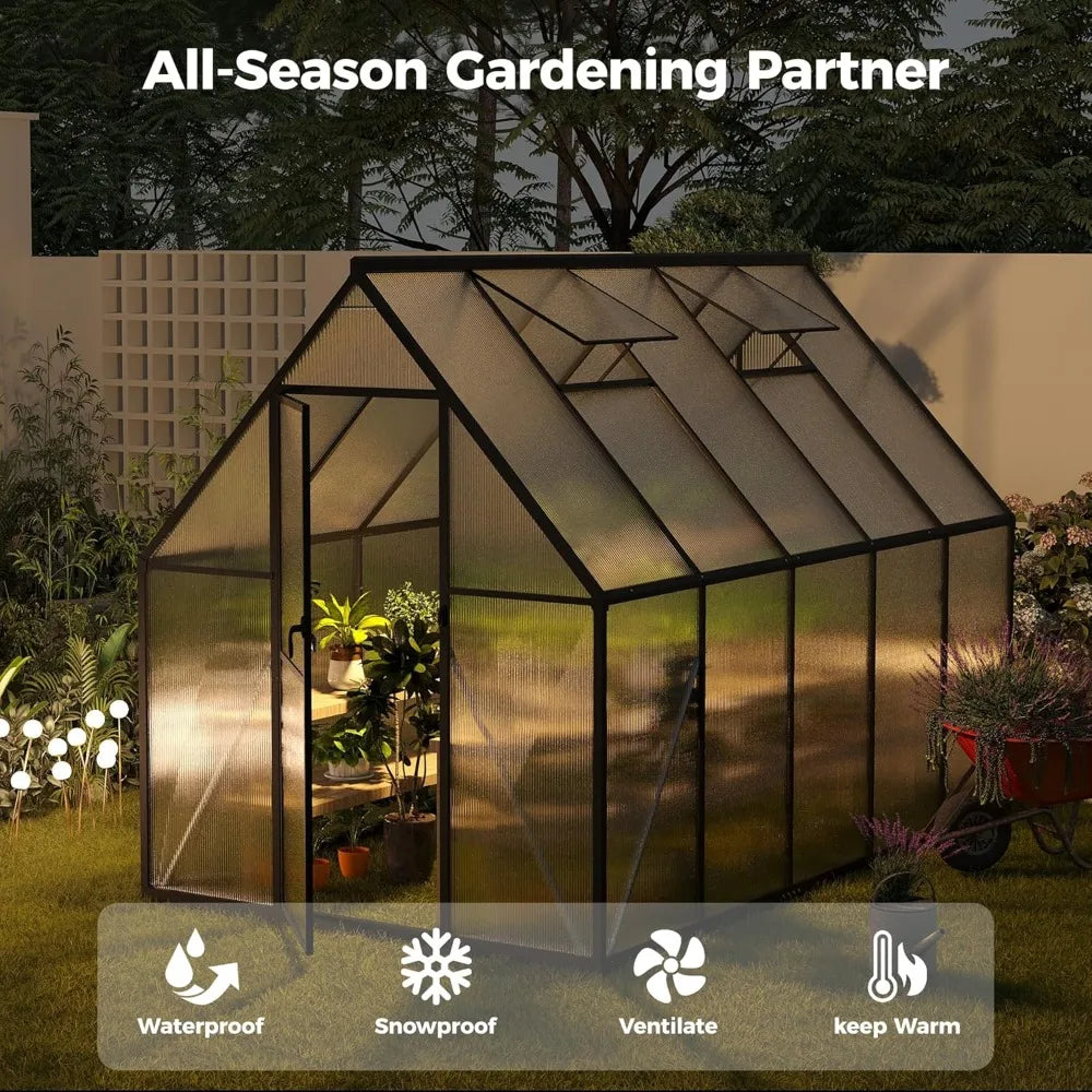 DUOFU Polycarbonate Greenhouse Walk In With Roof Vent