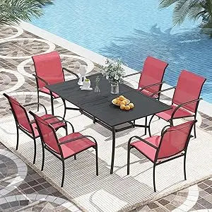 Color Patio Dining Set 7 Pieces With Stackable Chairs