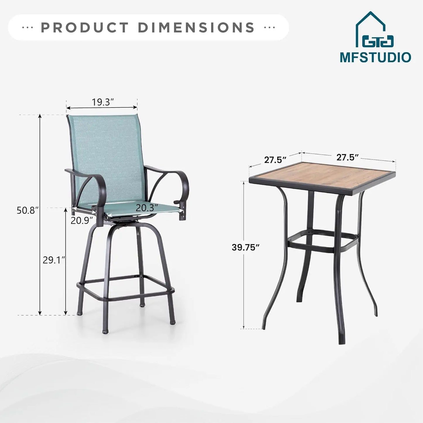 Folded Outdoor High Top Bar Set Patio Table And Chairs