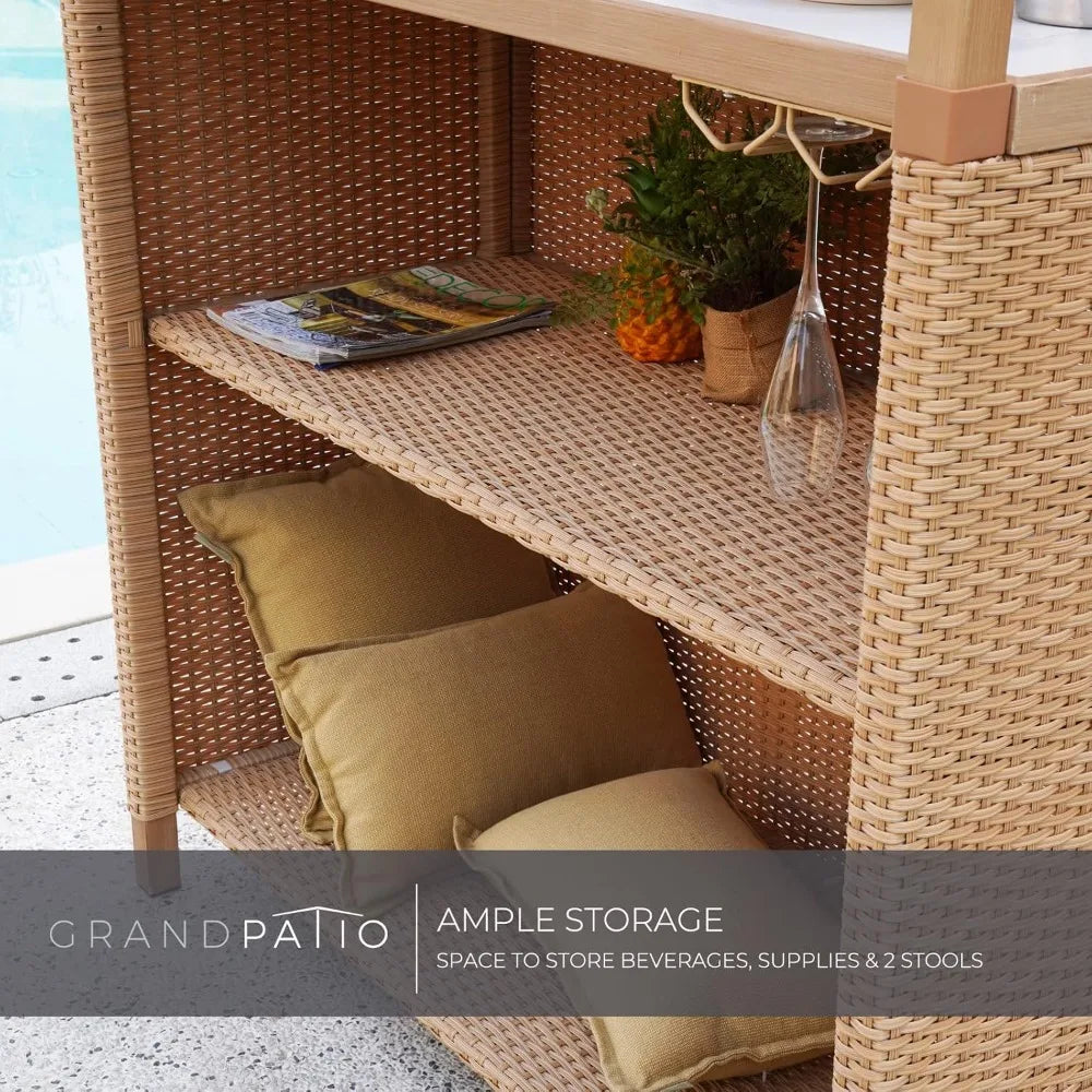 Patio Tiki Bar Set MKDKH With Ceramic Top And Canopy