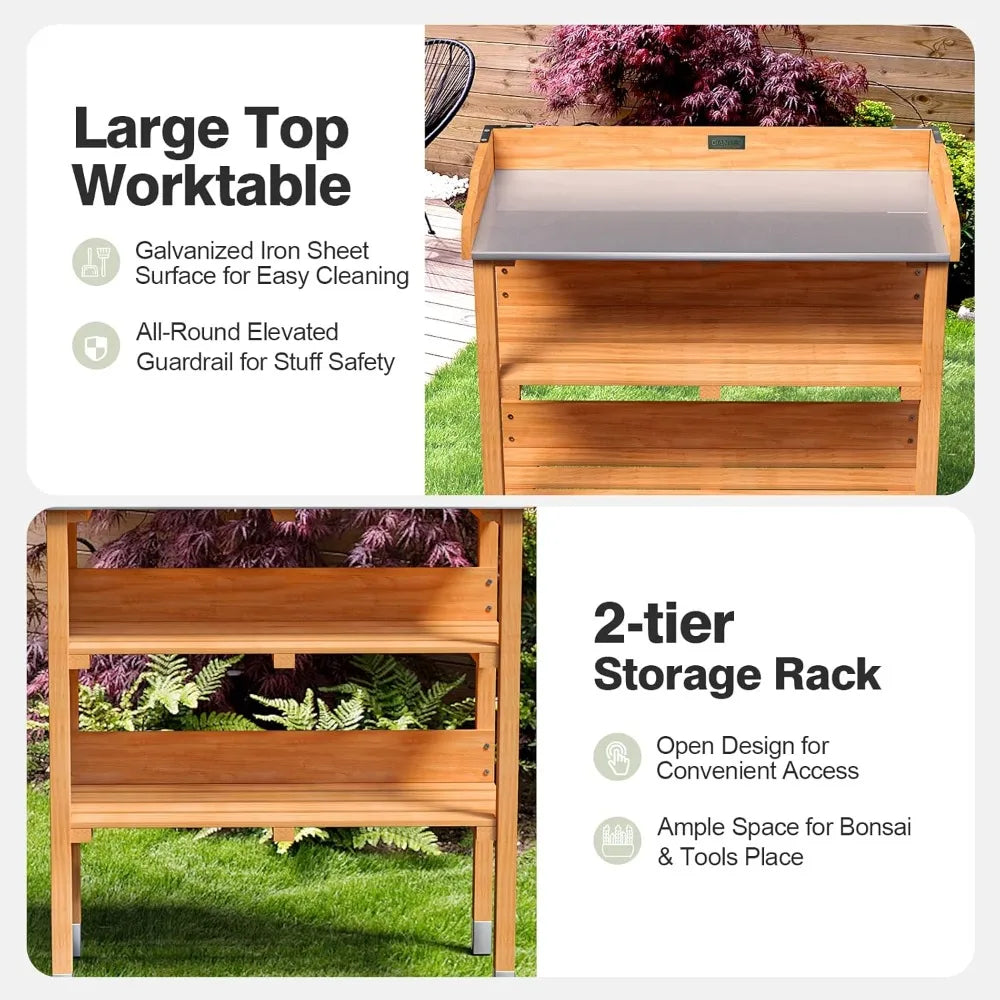 Hign Durable Garden Potting Bench For Gardeners With Hooks