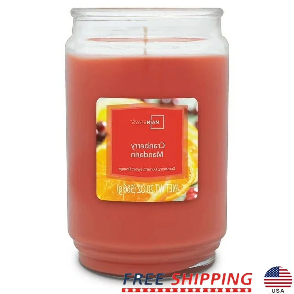 XMSJ Cranberry Mandarin Scented Glass Jar Candle Gift
