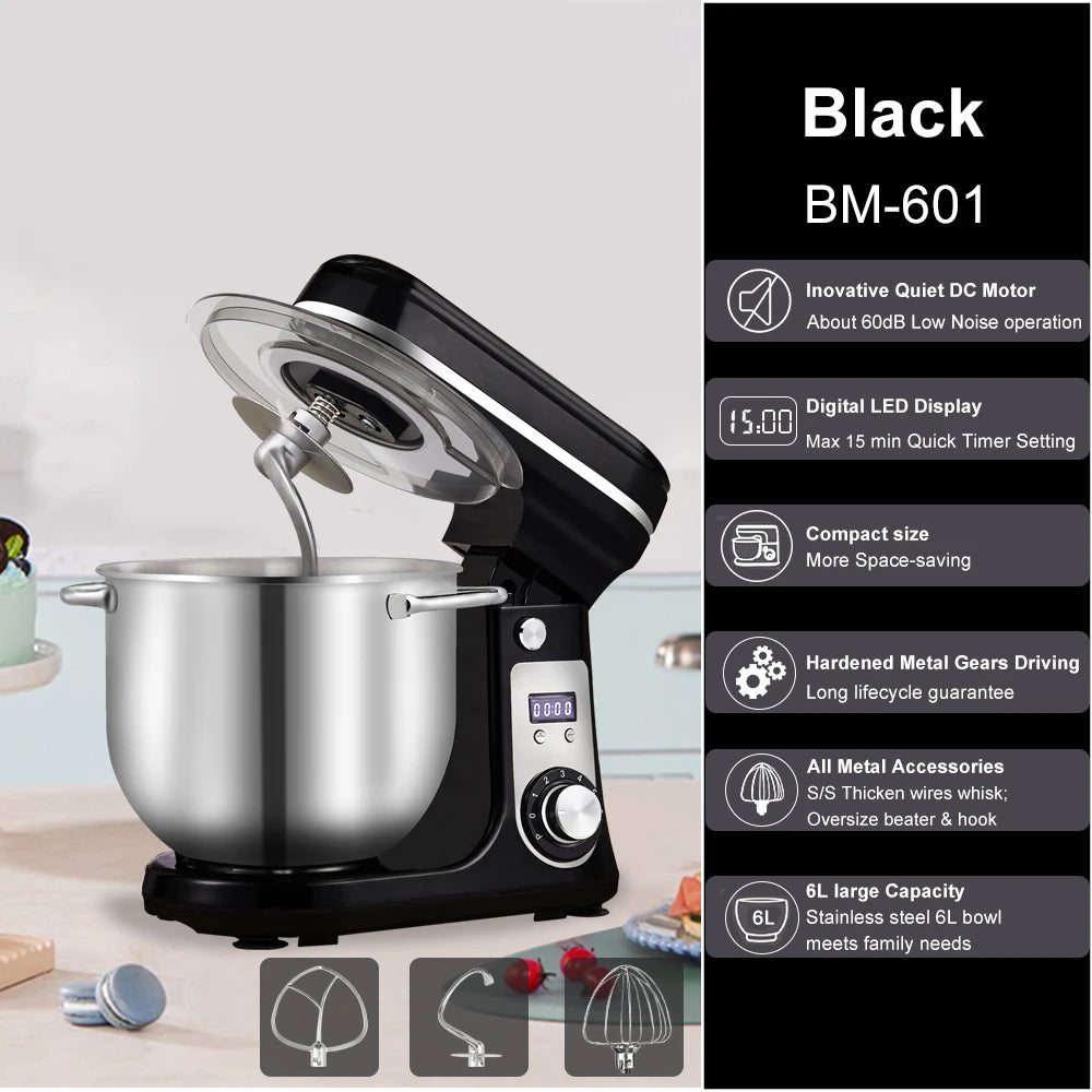Biolomix Stand Mixer 6 Speed 1200W Quiet for Home Cooks