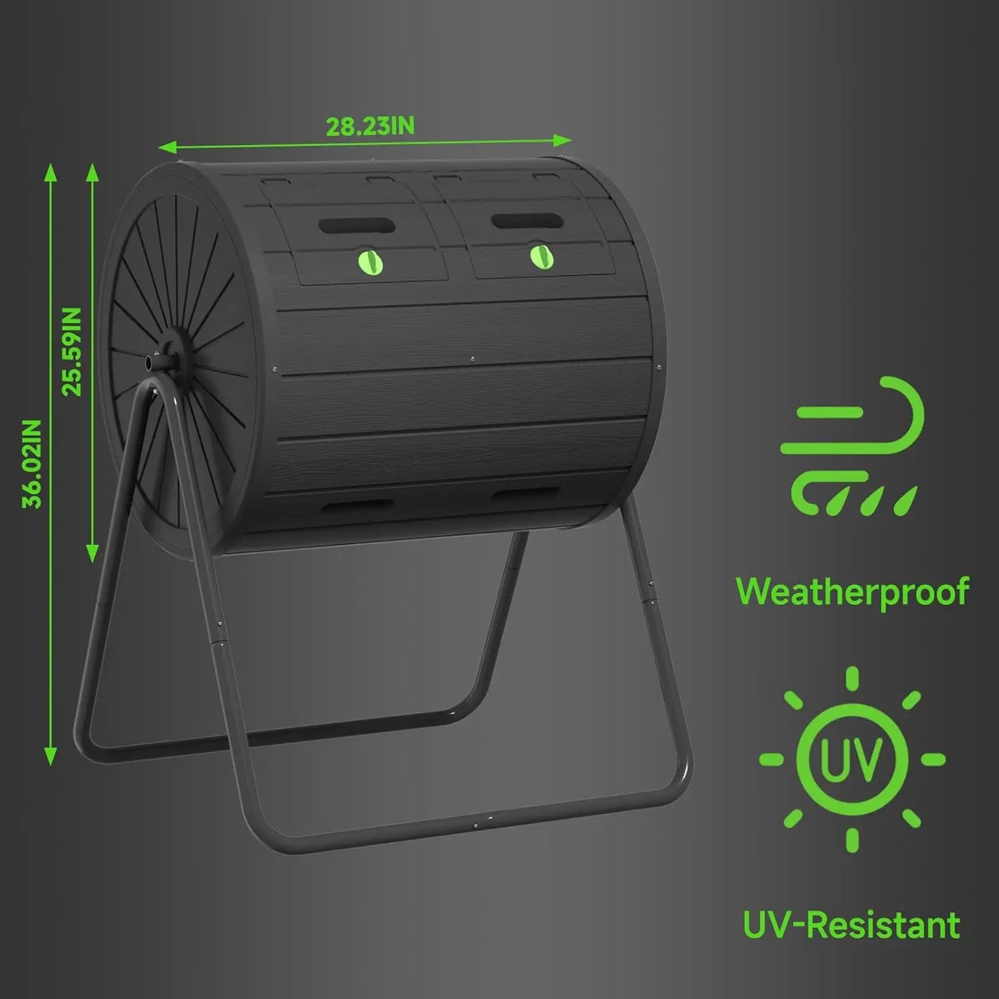 Origin Roller Compost Bin Outdoor Dual Chamber Tumbling