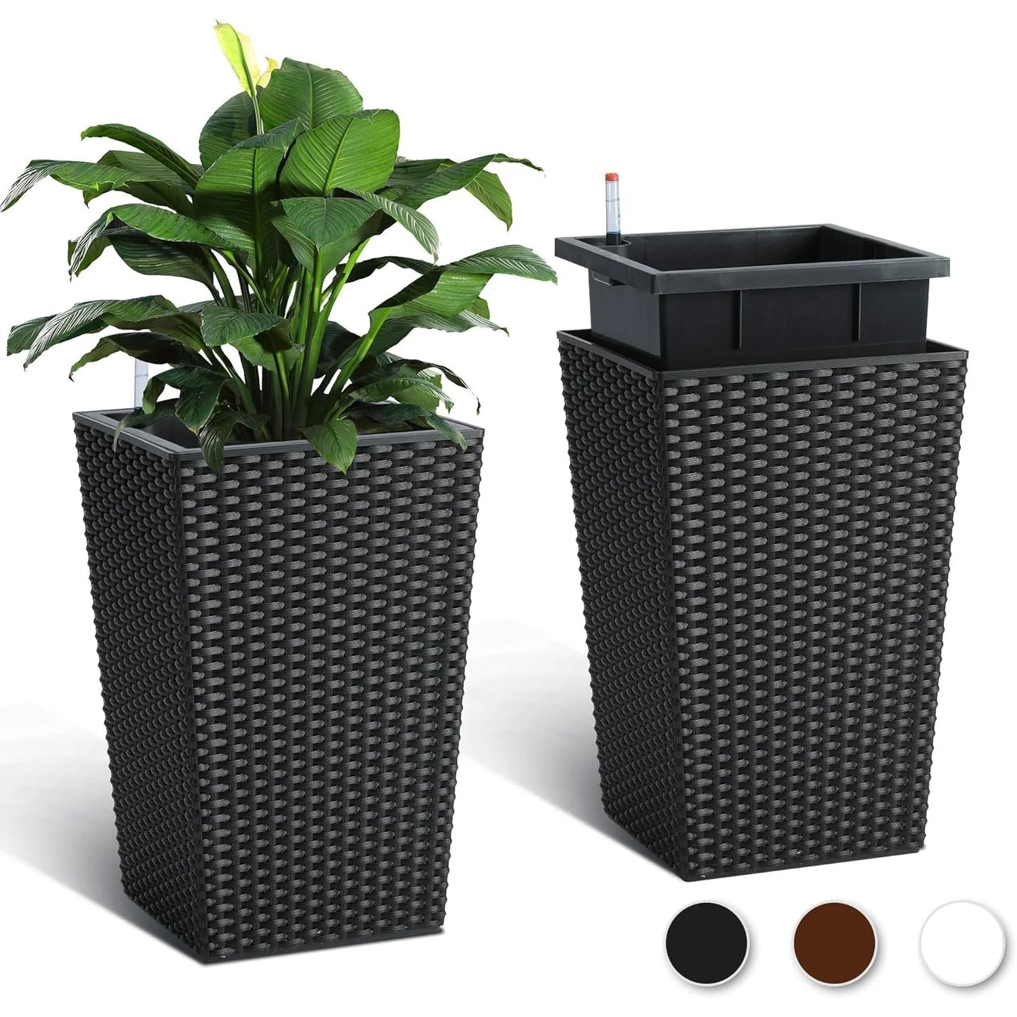 Twister CK Outdoor Planters 16 Inch 2 Pack Water Gauge Tray