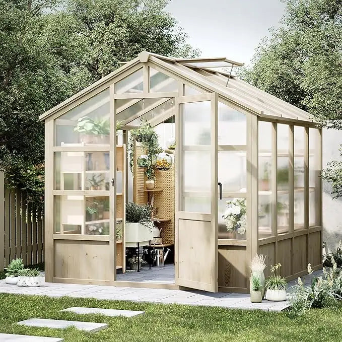 HiMISSH Heavy Duty Cedar Greenhouse With Poly Panels