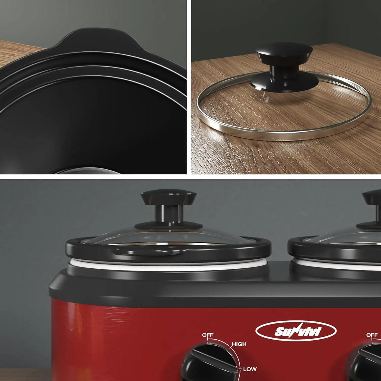Iosn Dual Pot Slow Cooker With Adjustable Temp Home Use