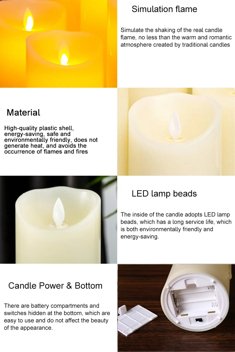 Flameless LED Candle With Remote Control By Color For Bar