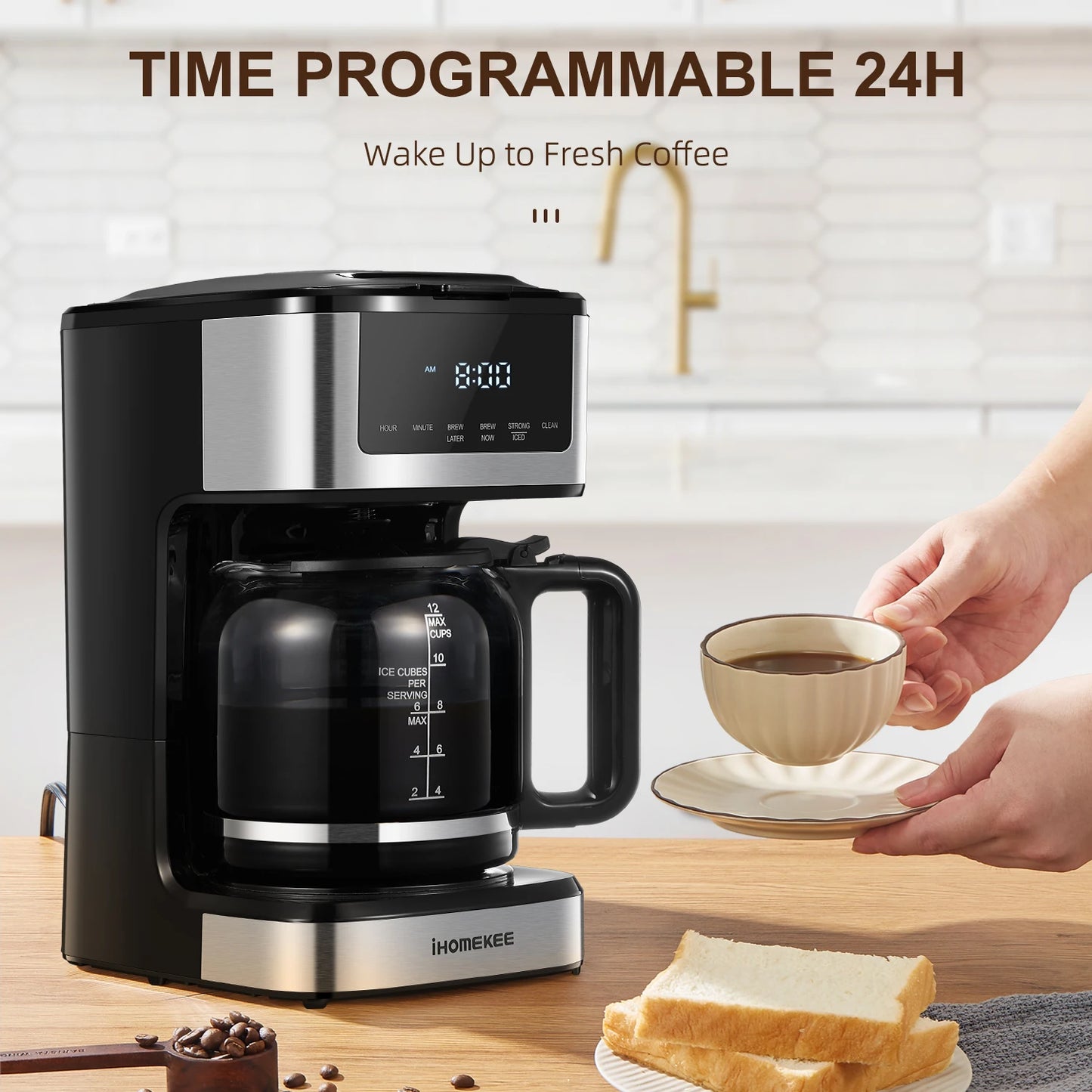 Yabano Programmable Drip Coffee Maker 12 Cup Iced Coffee